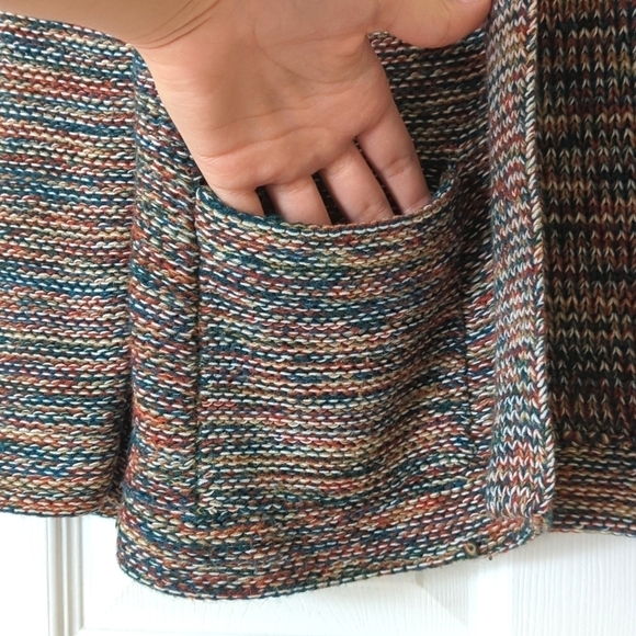 Kimlon 80's Vintage Chunky Rainbow Space Dye Knit Open Front Cardigan Sweater S - Picture 6 of 10